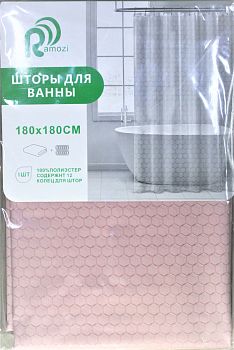 Штора для ванной 180*180см. полиэстер. цвет розовый Арт. 5762 Штора для ванной 180*180см. полиэстер. цвет розовый Арт. 5762
