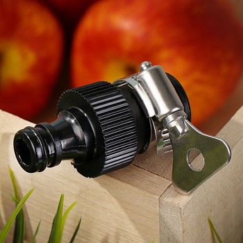 Полив. Адаптер для шланга 3/4 быстросъемный с хомутом 3018 Полив. Адаптер для шланга 3/4 быстросъемный с хомутом 3018