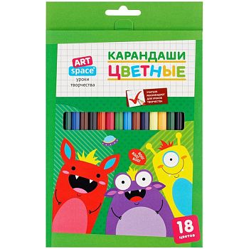 Карандаши 18цв "Монстрики" кар уп 41031 1/12шт