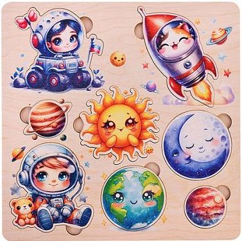 Игра развивающая из дерева "Космос" 1/10