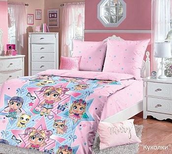 КПБ бязь ЛидерТекс 1,5сп Куколки с 1 наволочкой 70*70