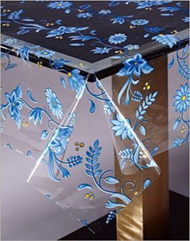 Клеенка MIRAGE прозрачная с печатью 1,37м*0,10мм*25 045 