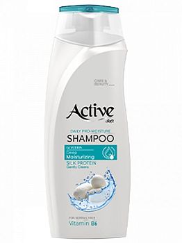 Шампунь ACTIVE Иран Care&beauty С протеинами шелка и витаминомВ5 для сухих волос 350мл Blue (9167)1/12