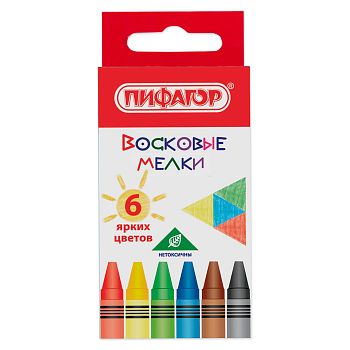 Мелки восковые  6цв ПИФАГОР "СОЛНЫШКО" 227278 1/12