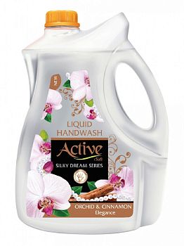 Мыло жидкое ACTIVE Иран соев.бел. и вит.Е "Цветы" Корица Лунный Свет White 3750мл КАНИСТРА(7019) 1/4