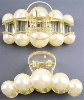 Заколка Краб сред Жемчуг крупный,прозрачный KG-455AA-24 1/12