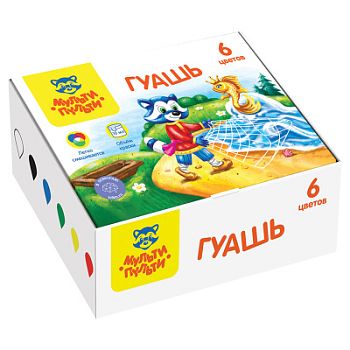 Гуашь  6 цветов "Енот в сказке" картон 10мл /1 ГК_42057