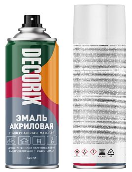 Аэрозольная эмаль универсальная DECORIX,белый матовый 520мл А 24 Аэрозольная эмаль универсальная DECORIX,белый матовый 520мл А 24