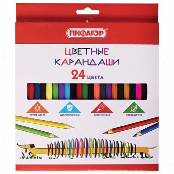 Карандаши 24цв "Веселая такса" ПИФАГОР 1/6
