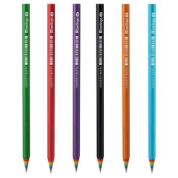 Карандаш чернографитный Berlingo " Rainbow " НВ радужное сечение круглый заточенный ассорти