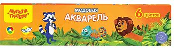 Акварель  6 цветов " Енот в джунглях " 10696