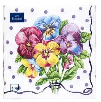 Салфетки бумажные DESNA BOUQUET "Анютины глазки" 33*33 3-слойные 20листов/12шт