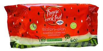 Салфетки влажные AURA Tropic cocktail (уп.60шт) 1/24