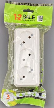 Розетка накладная 3-местная ОУ 16А бел. АБС-пластик 1-2 Sale