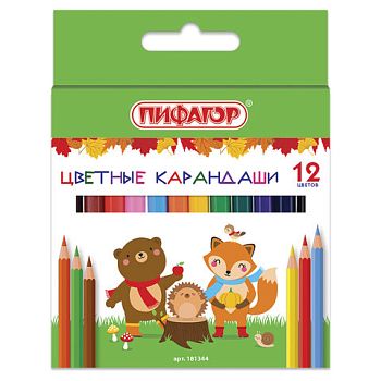 Карандаши 12 цветов "Малыши-Карандаши" ПИФАГОР 1/12 181344