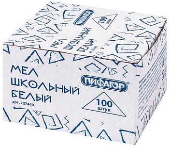 Набор мела белый 100шт ПИФАГОР квадратный 227440