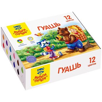 Гуашь 12 цветов "Енот в сказке" 10 мл картонная упаковка