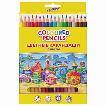 Карандаши 36 цветов "Домики" ЮНЛАНДИЯ 1/3