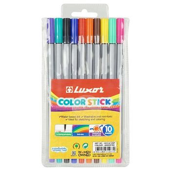 Фломастеры 10цв  Luxor "Color Stick", смываемые, ПВХ, европодвес