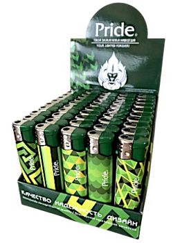 Зажигалка пьезо Pride e-050 Green Mosaic 50/1000