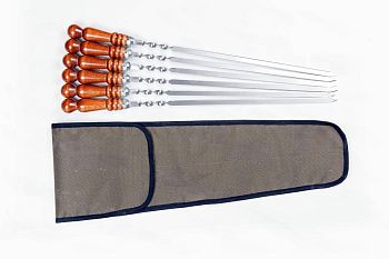 Шампура Набор 6шт 650-215*40мм дерев.ручка/ нерж.сталь/чехол оксфорд 