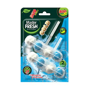 Блок освежитель д/унитаза Master FRESH GOLD DUO EFFECT 5в1 МОРСКОЙ, 1шт (2000) 1/24