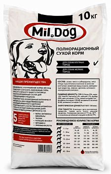 МЕРКУРИЙ (МП) Корм для собак Mil.Dog "для крупных собак" 10кг
