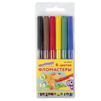 Фломастеры  6цв "Уроки рисования" Юнландия вентилируем.колпачок 1/24
