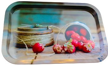 Поднос жестяной Клубника  ?*?*?мм 1/24