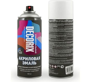 Аэрозольная эмаль универсальная DECORIX,белый глянцевый 520мл А 21