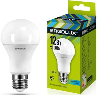 Лампа свет. Ergolux ЛОН A60-12W-E27-4K 10/10