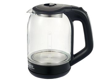Чайник 1,8 литра электрический Oasis K-9GВ 2000Вт цвет Черный пластик+стекло