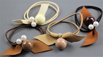 Резинка д/волос Жемчуг большой и малый,тонкая AAA-175А 1/10