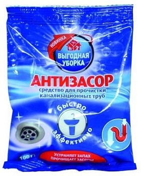 Средство для труб от засоров Выгодная уборка Антизасор 100гр (1196) 1/20