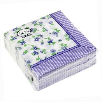 Салфетки бумажные DESNA DESIGN "Фиалки" 24*24 1-слойные 40листов/32шт