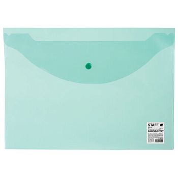 Папка-конверт на кнопке А4 STAF (прозрачная зеленая) 25шт