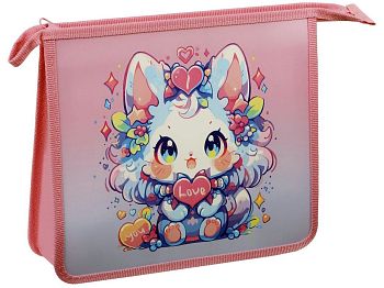 Папка для тетр 2от А5 "Kawai Cat" пластик на молнии 58208