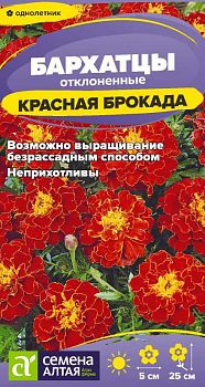 Цветы Бархатцы Красная Брокада махровые/Сем Алт/цп 0,2 гр. (2029)