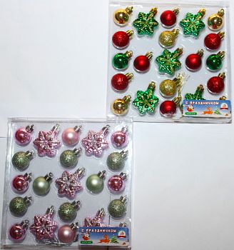 Шар 21шт д2,5-4,5см Звезды,шары СА309 1/144