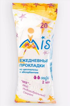 Прокладки ежеднев. MiS Супер тонкие, целлюлоза с абсорбентом (пленка 20шт) /90шт(0742)