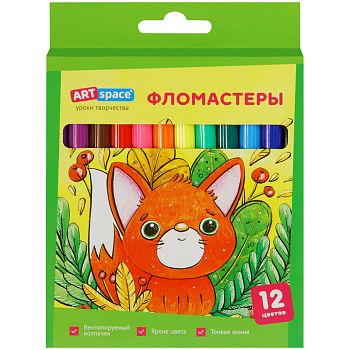 Фломастеры 12 цветов " Милые зверушки " картонная упаковка WP12_26902 /12шт