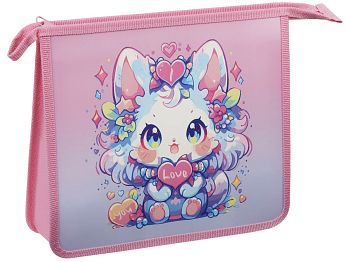 Папка для тетр 2от А5 "Kawai Cat" пластик на молнии 58208