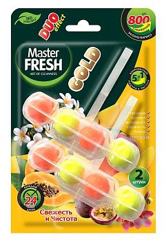 Блок освежитель для унитаза Master FRESH GOLD DUO EFFECT 5в1  ТРОПИК , 2шт 1/24 C0007431
