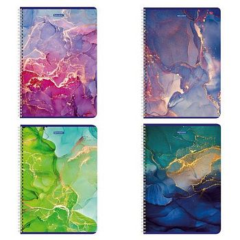 Тетрадь 96 листов клетка "Marble" BRAUBERG гребень, матовая ламинация /4шт 404063