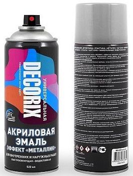 Аэрозольная эмаль "металлик" DECORIX Хром 520мл/12шт М 306