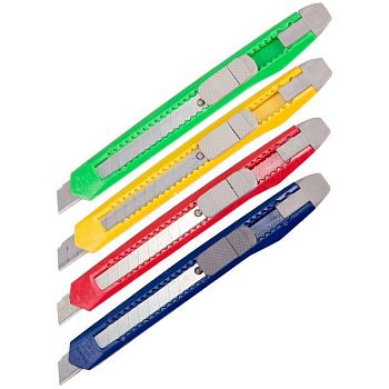 Нож канцелярский 9мм OS с фиксатором 