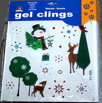 Наклейка на стекло сил. 18*25см Снежинки цветные,ассорти А-38 24/288