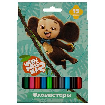 Фломастеры 12цв "Чебурашка-2", смываемые, картон, европодвес
