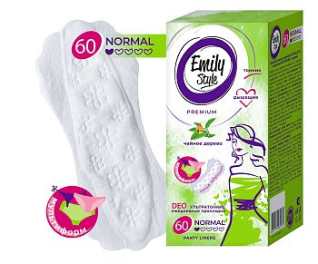 Прокладки ежедневн Emily Style Multiform ультратонкие аромат. чайн дерево 60шт 7659 1/20