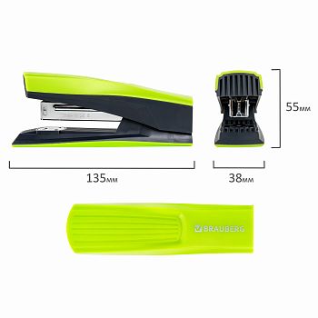Степлер №24/6, 26/6 BRAUBERG SUPER до 30листов зел/черн 272741